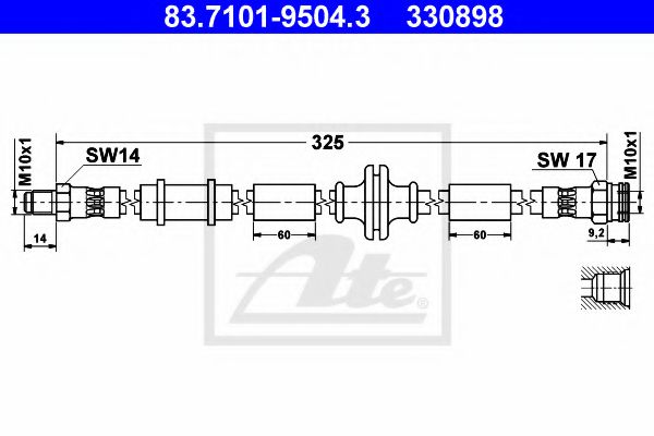 83.7101-9504.3 ATE Brake System Brake Hose