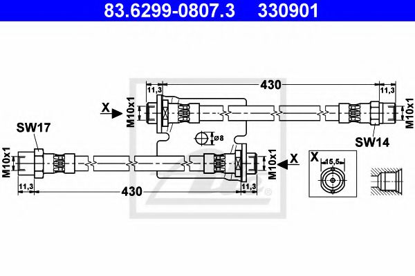 83.6299-0807.3 ATE Тормозная система Тормозной шланг