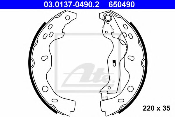 03.0137-0490.2 ATE Brake System Brake Shoe Set