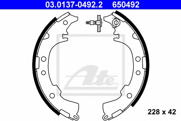 03.0137-0492.2 ATE Brake System Brake Shoe Set