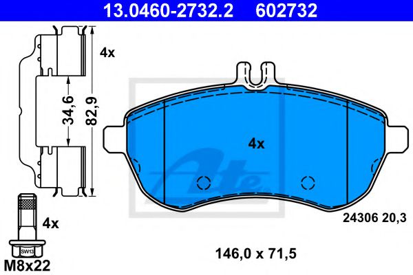 13.0460-2732.2 ATE Brake System Brake Pad Set, disc brake