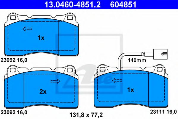 13.0460-4851.2 ATE Тормозная система Комплект тормозных колодок, дисковый тормоз