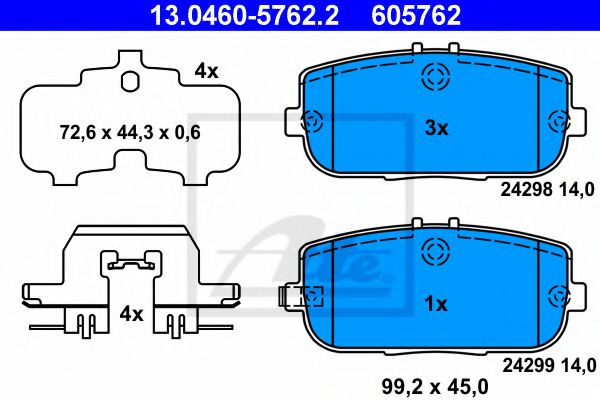 13.0460-5762.2 ATE Brake Pad Set, disc brake