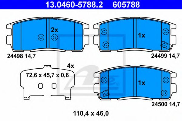 13.0460-5788.2 ATE Brake Pad Set, disc brake