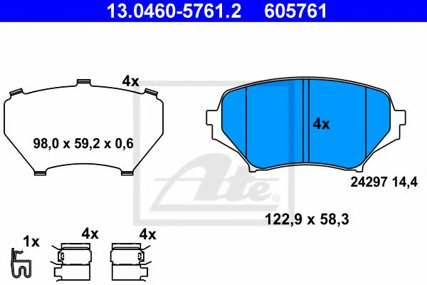 13046057612 ATE Brake Pad Set, disc brake
