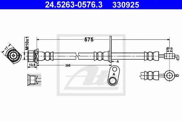 24.5263-0576.3 ATE Brake System Brake Hose