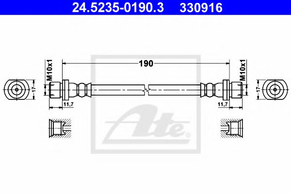 24.5235-0190.3 ATE Brake System Brake Hose