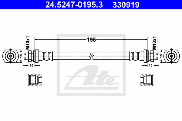 24.5247-0195.3 ATE Brake System Brake Hose