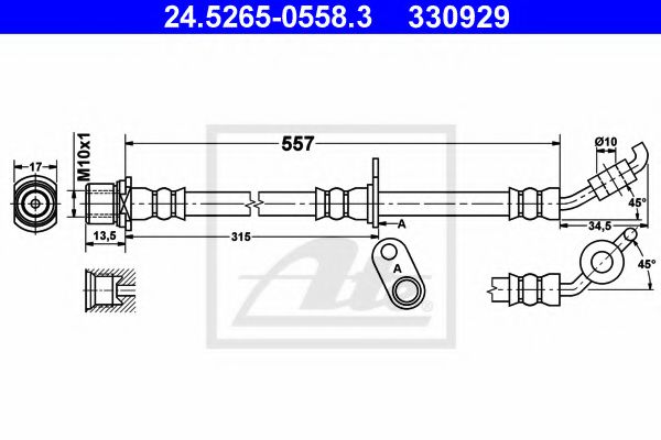 24.5265-0558.3 ATE Brake System Brake Hose