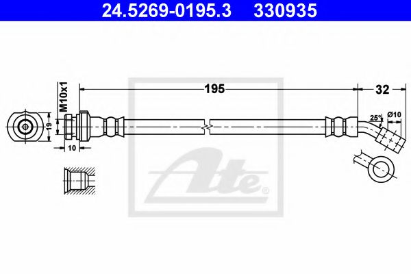 24.5269-0195.3 ATE Brake System Brake Hose