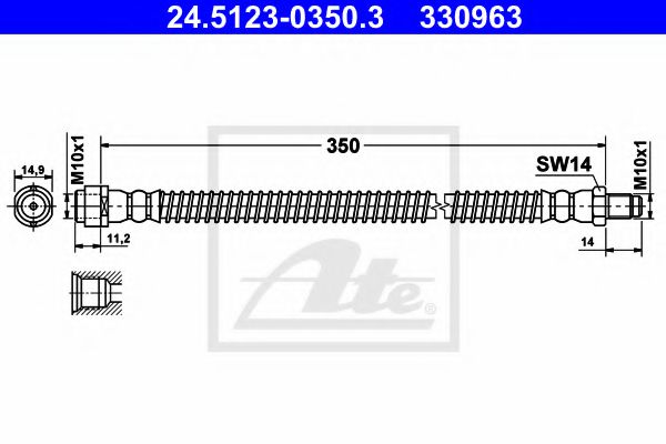 24.5123-0350.3 ATE Brake System Brake Hose