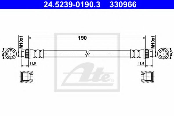 24.5239-0190.3 ATE Brake System Brake Hose