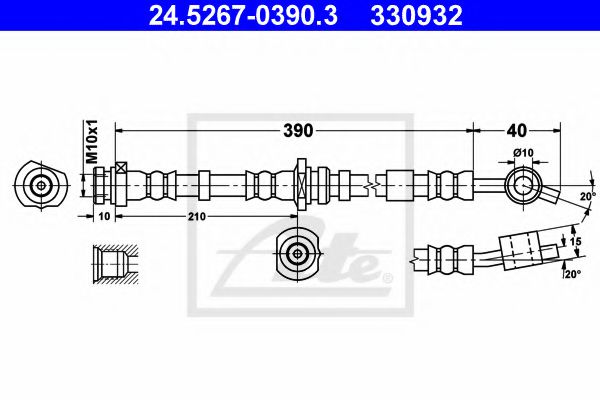24.5267-0390.3 ATE Brake System Brake Hose