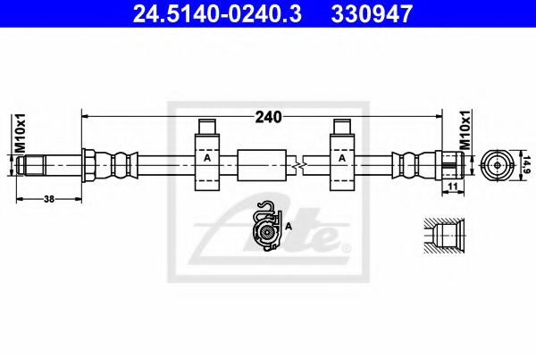 24.5140-0240.3 ATE Brake System Brake Hose