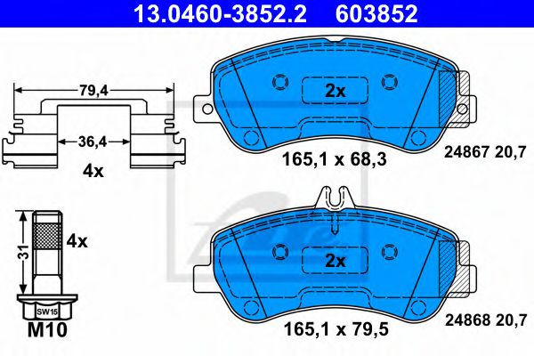 13.0460-3852.2 ATE Brake System Brake Pad Set, disc brake