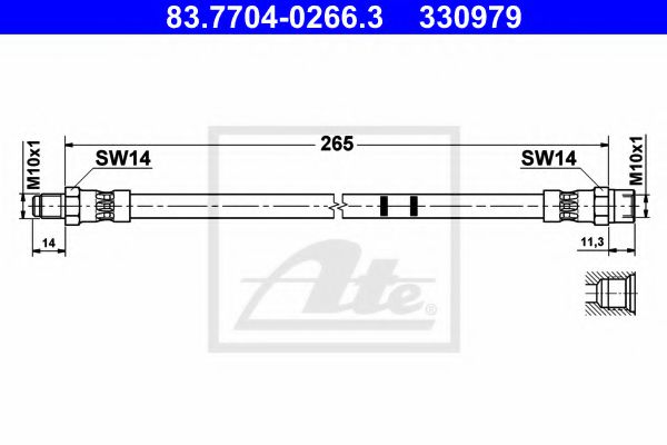 83.7704-0266.3 ATE Brake System Brake Hose