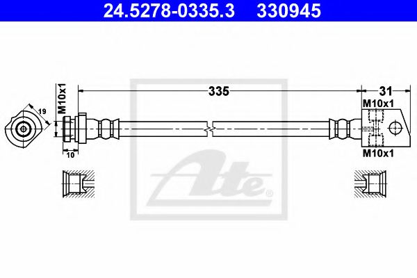 24.5278-0335.3 ATE Brake System Brake Hose
