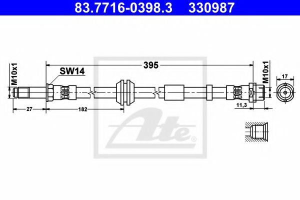 83.7716-0398.3 ATE Brake System Brake Hose