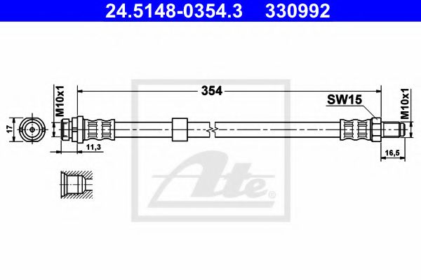 24.5148-0354.3 ATE Brake System Brake Hose