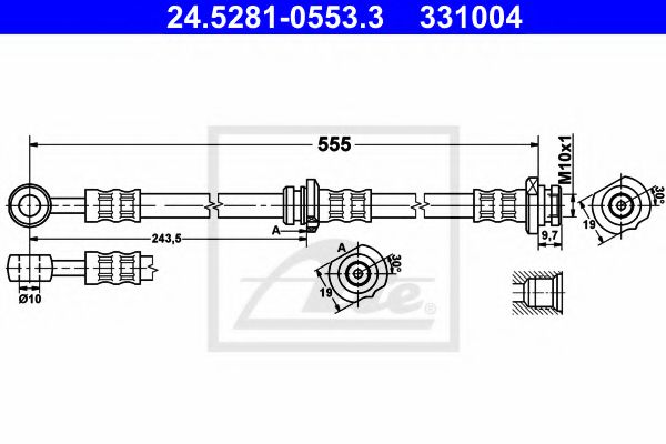 24.5281-0553.3 ATE Brake System Brake Hose