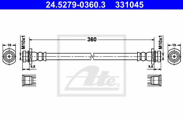 24.5279-0360.3 ATE Brake System Brake Hose