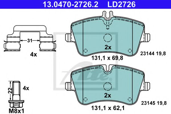 13.0470-2726.2 ATE Brake System Brake Pad Set, disc brake