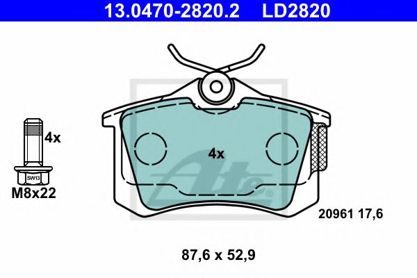 13.0470-2820.2 ATE Brake Pad Set, disc brake