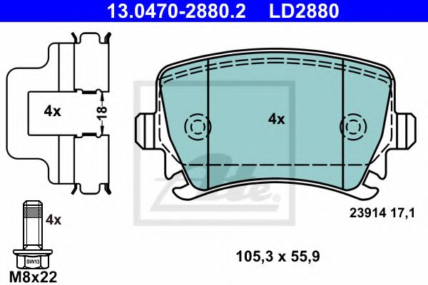 13.0470-2880.2 ATE Brake Pad Set, disc brake