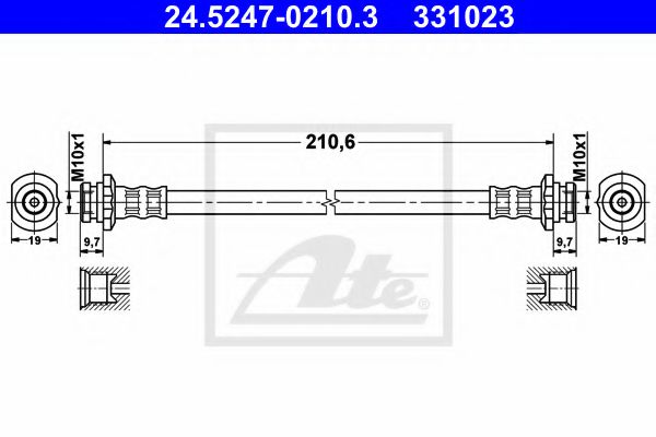 24.5247-0210.3 ATE Brake System Brake Hose