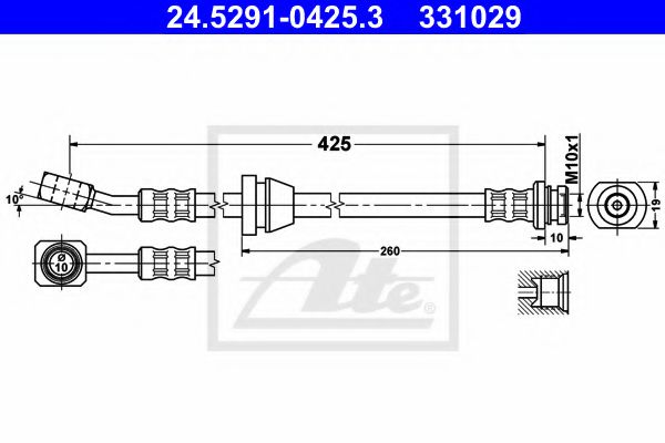 24.5291-0425.3 ATE Brake System Brake Hose