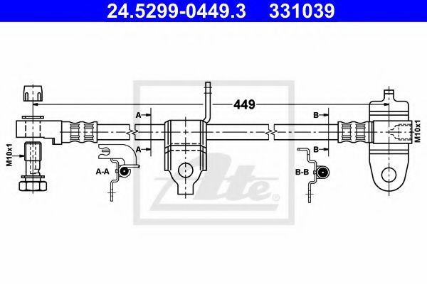24.5299-0449.3 ATE Brake System Brake Hose
