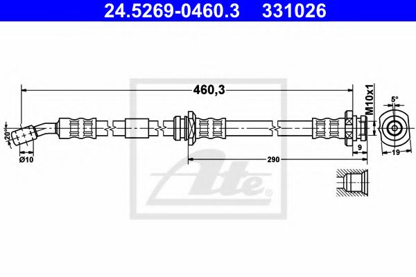 24.5269-0460.3 ATE Brake System Brake Hose