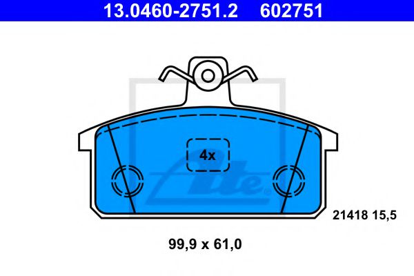 13.0460-2751.2 ATE Тормозная система Комплект тормозных колодок, дисковый тормоз