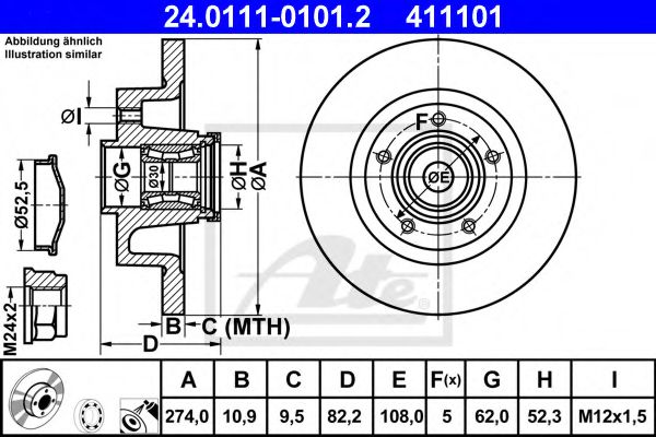 24.0111-0101.2 ATE Тормозная система Тормозной диск