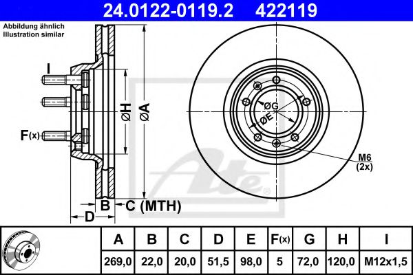 24.0122-0119.2 ATE Тормозная система Тормозной диск