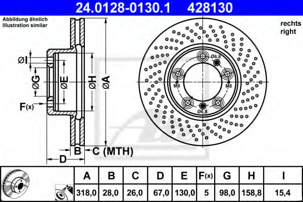 24.0128-0130.1 ATE Тормозная система Тормозной диск