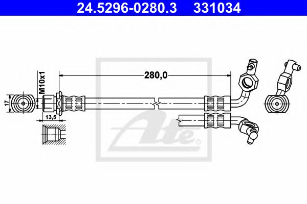 24.5296-0280.3 ATE Brake System Brake Hose
