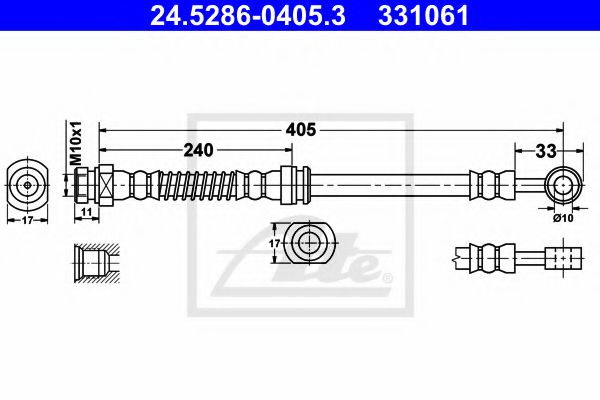 24.5286-0405.3 ATE Brake System Brake Hose