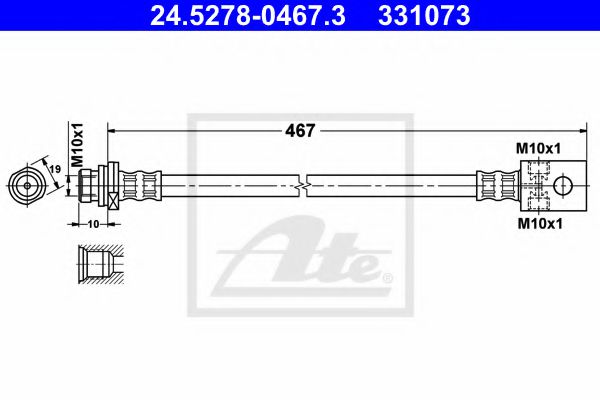 24.5278-0467.3 ATE Brake System Brake Hose
