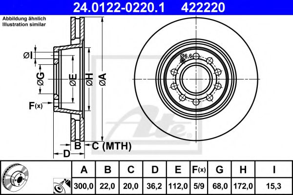 24.0122-0220.1 ATE Brake System Brake Disc