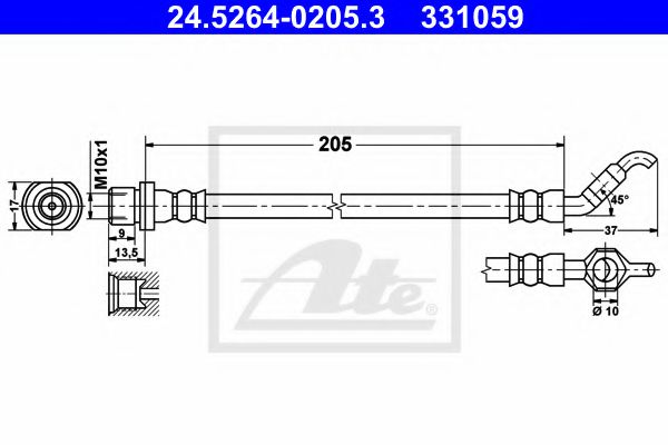 24.5264-0205.3 ATE Brake System Brake Hose
