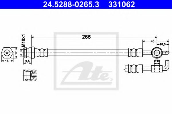 24.5288-0265.3 ATE Brake System Brake Hose