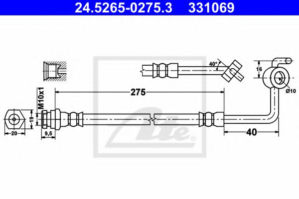 24.5265-0275.3 ATE Brake System Brake Hose