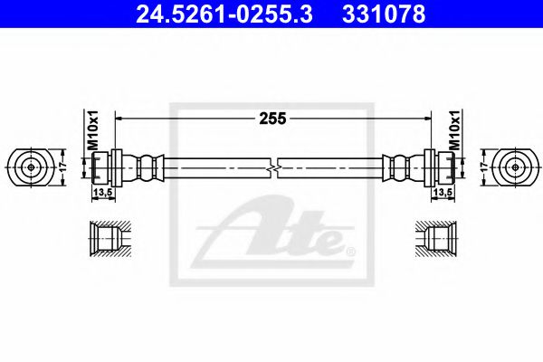 24.5261-0255.3 ATE Brake System Brake Hose