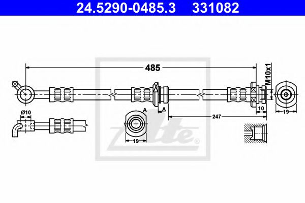 24.5290-0485.3 ATE Тормозная система Тормозной шланг