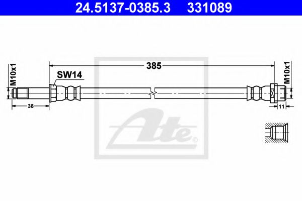 24.5137-0385.3 ATE Brake System Brake Hose