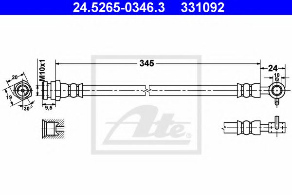 24.5265-0346.3 ATE Brake System Brake Hose