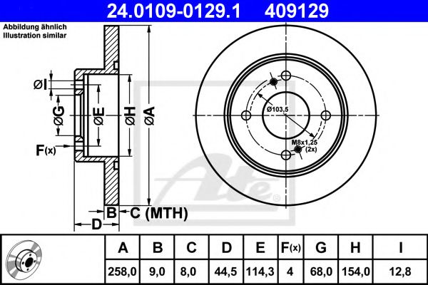 24.0109-0129.1 ATE Тормозная система Тормозной диск
