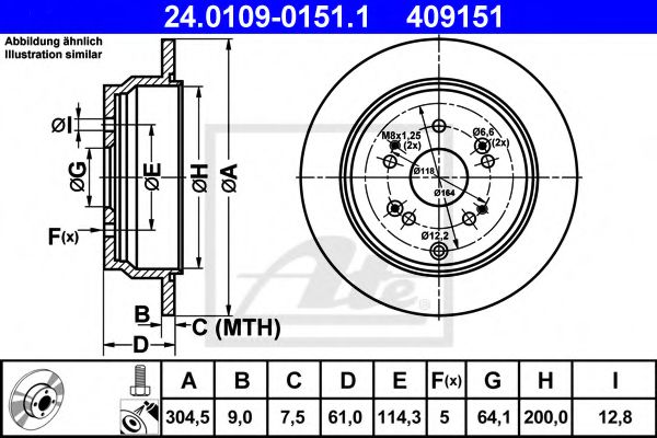 24.0109-0151.1 ATE Тормозная система Тормозной диск