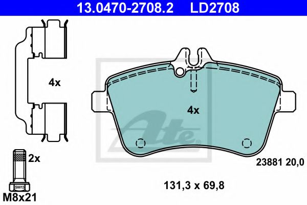 13.0470-2708.2 ATE Brake System Brake Pad Set, disc brake